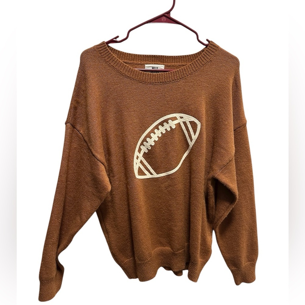 NWOT Indigo Brown Football Motif Sweater - Picture 4 of 7